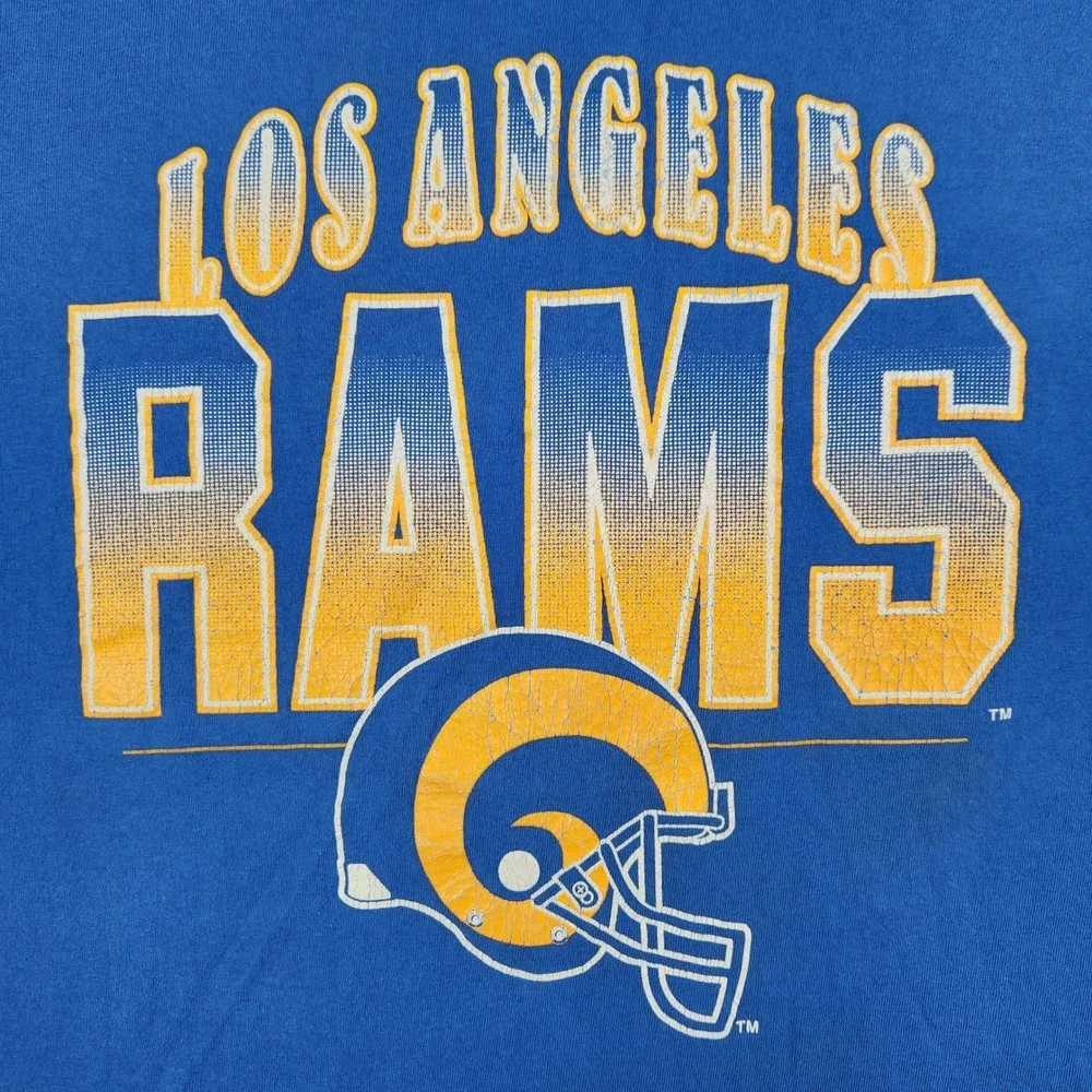 Vintage Los Angeles Rams Champion Shirt Mens XXL Blue Graphic Tee 90s USA Made - Picture 2 of 9